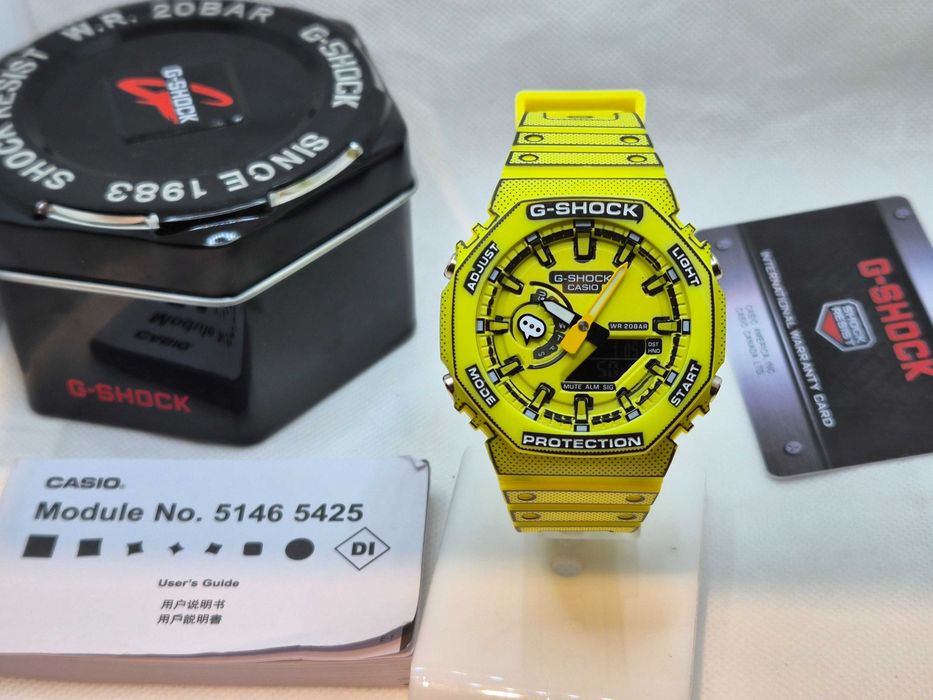 Ceas Sport Barbati Casio g shock Manga THEME GA2100 MNG. Galben, Nou,Garantie 2 ani