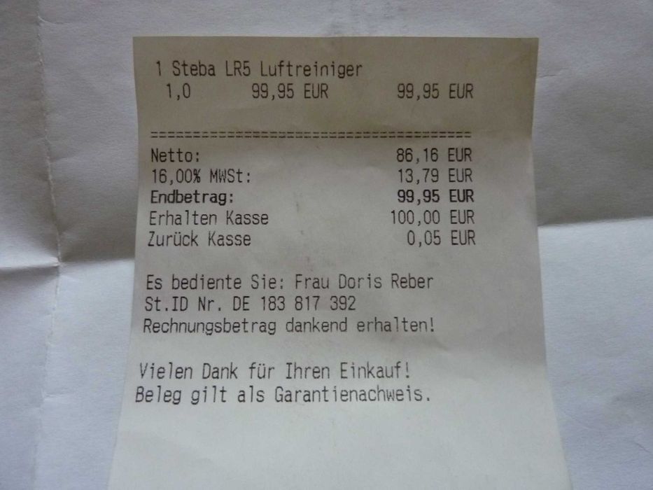 Очиститель воздуха STEBA с ионизатаром