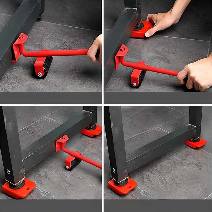 Kit ridicare si transport mobila cu levier si role pivotante 150 kg