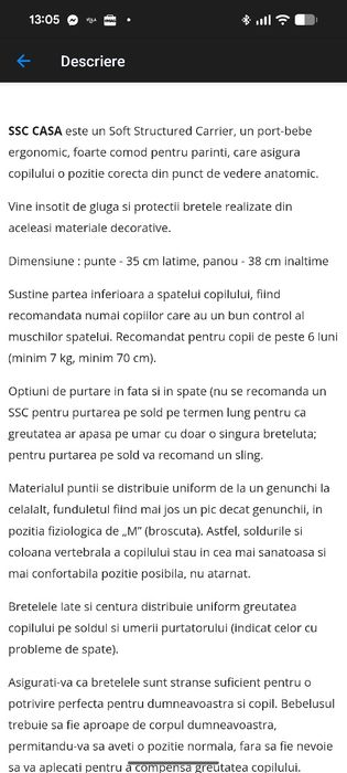 Marsupiu SSC ergonomic  Casa zamfirei