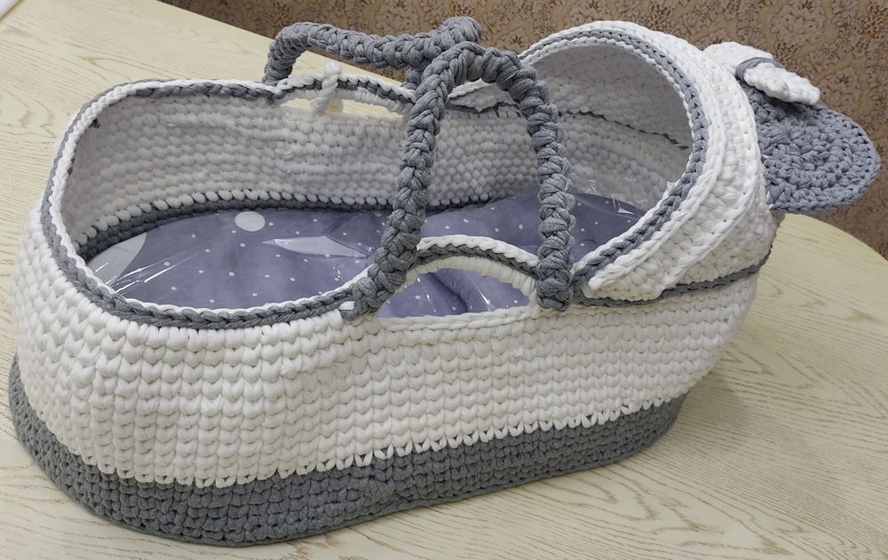 Люлька на выписку из роддома, качественно вязанная люлька