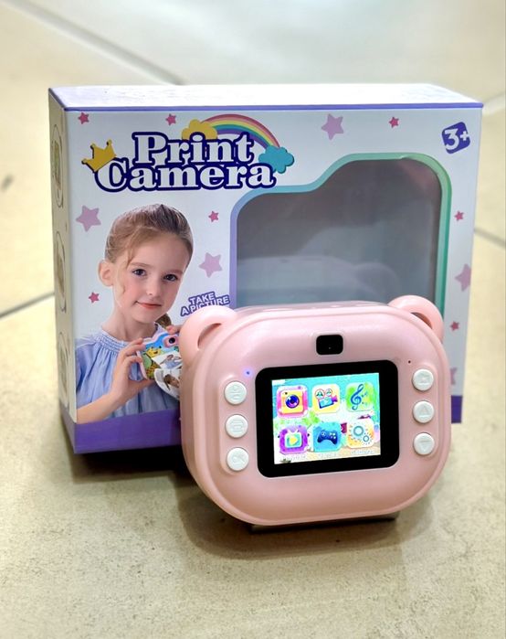 Детски фотоапарат с принтер Стич,Лабубу,Капибара/Camera print