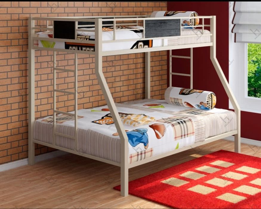 Детская кровать Kravat Двухъярусная Металлическая Кровать, LOFT Style,