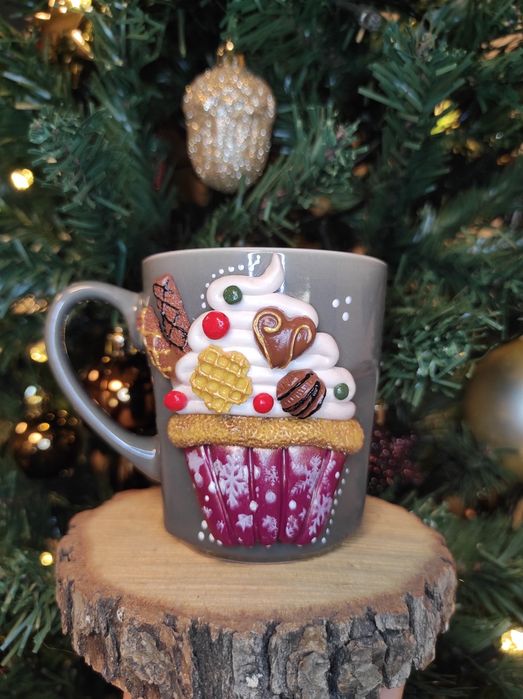 Чаши, декорирани с полимерна глина