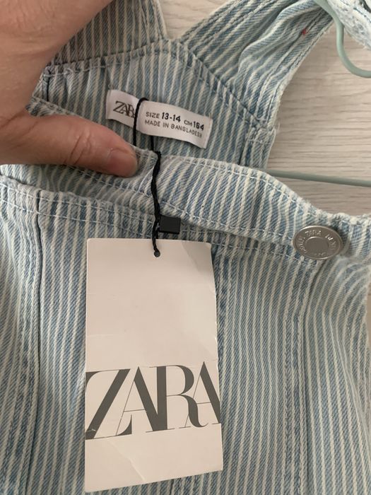 Salopera denim Zara - fete 10-12 ani