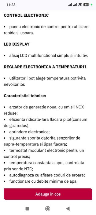Instant apa calda pe gaz ARISTON FAST EVO X Display ONT 11 NG EU