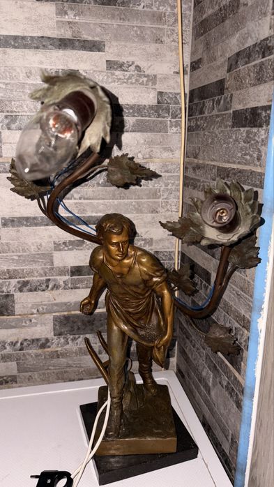 Lampă veche figurală Art Nouveau / Statuetă Semănătorul