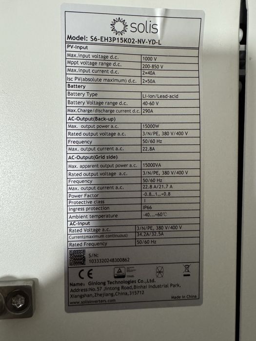 Solis Hybrid Inverter 15kVa 3 faza