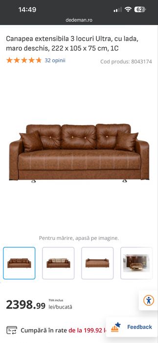 Canapea extensibila cu ladita