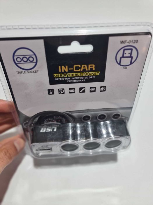 Incarcator auto cu adaptor bricheta si usb 12V-24V