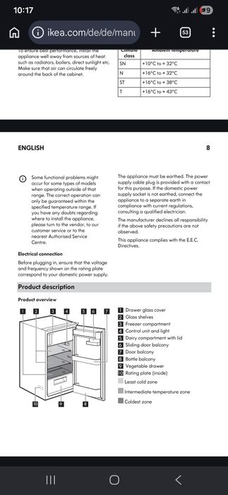 Хладилник за вграждане с фризер Svalkas IKEA
50 €