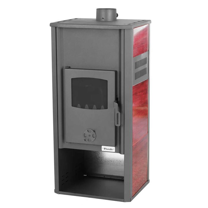 Kit Termosemineu pe lemne Fornello Roma E, Bordeaux, 22 kW, 49x45x103 cm, boiler termoelectric 100l