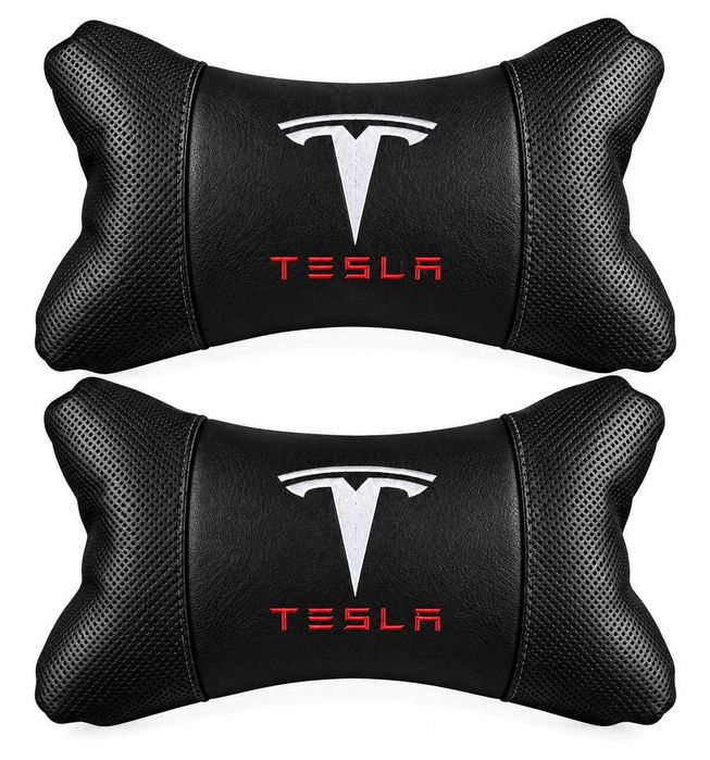 Възглавнички за кола Tesla Тесла – бродирано лого, 2 броя