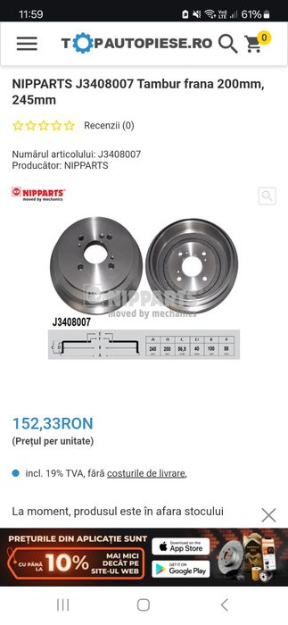 Kit complet frane Nipparts Brembo Suzuki Ignis 2 NOI