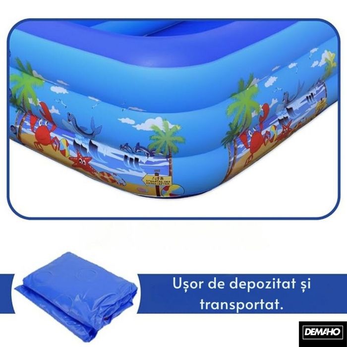 Piscina gonflabila XXL din PVC rezistent, 300x172x54 cm.