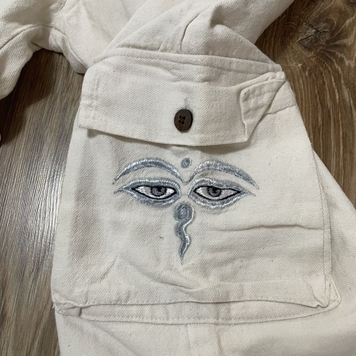 pantaloni brodați, femei mărimea L albi