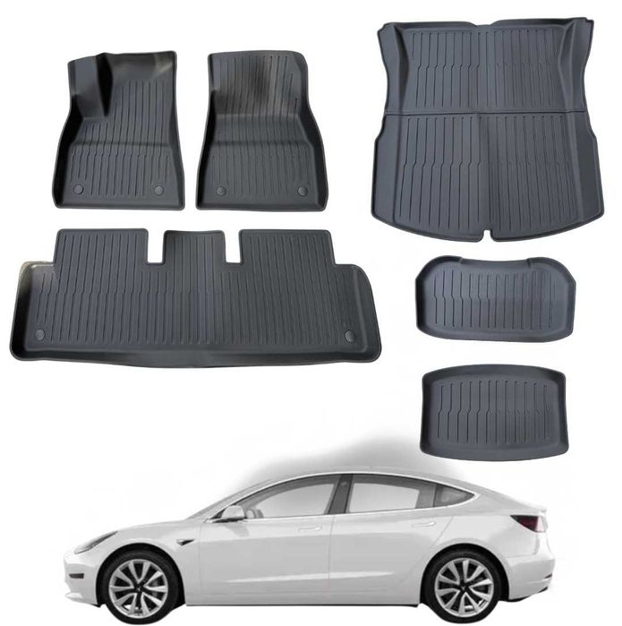 6бр. Комплект Стелки за Tesla Model 3 (2019-2023г) Гумени TPE НОВИ