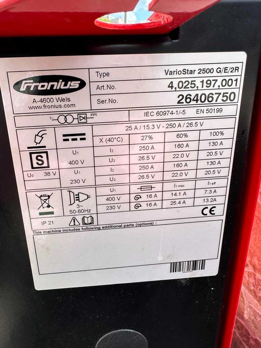 Заваръчен апарат Fronius Vario Star 2500, СО автомат