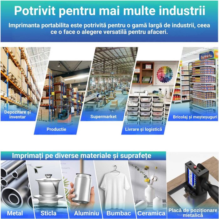 Imprimanta de mana portabila, tip Handheld, pentru suprafete multiple