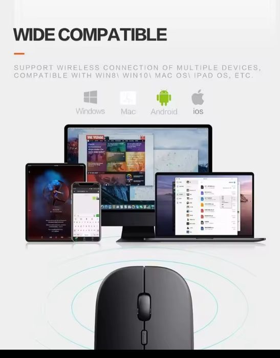 Bluetooth/Блутуут Ултратънка и преносима безжична мишка с акумулаторна