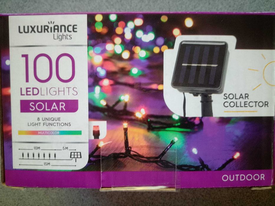 Lampa solara led, 100 led-uri, multicolor