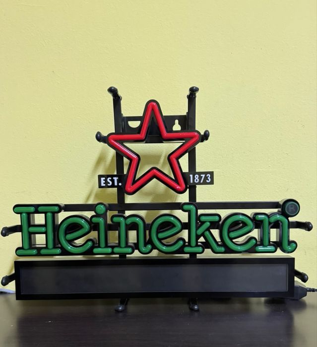 Reclamă luminoasă Heineken originală LED – NOUĂ – dimmer – 44 × 32 cm