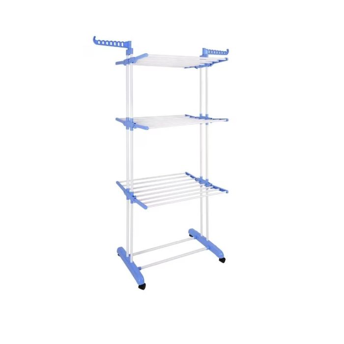 Uscator rufe vertical pliabil, 3 niveluri, suport umerase, spatii mici