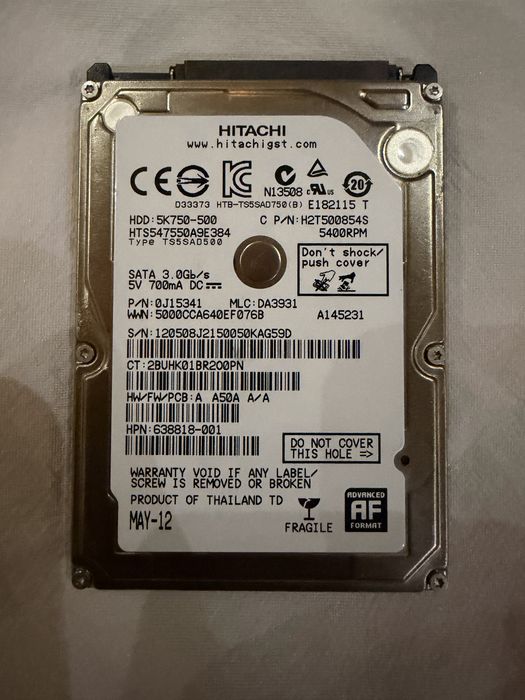 hitachi xotira 500gb