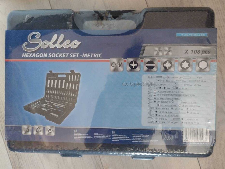 Комплект гедоре 1/2”-1/4”108 ЧАСТИ SOLLEO