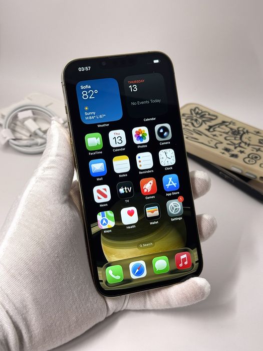 iPhone 13 Pro Max, 256GB, Gold, 100% батерия, КАТО НОВ, ГАРАНЦИЯ!