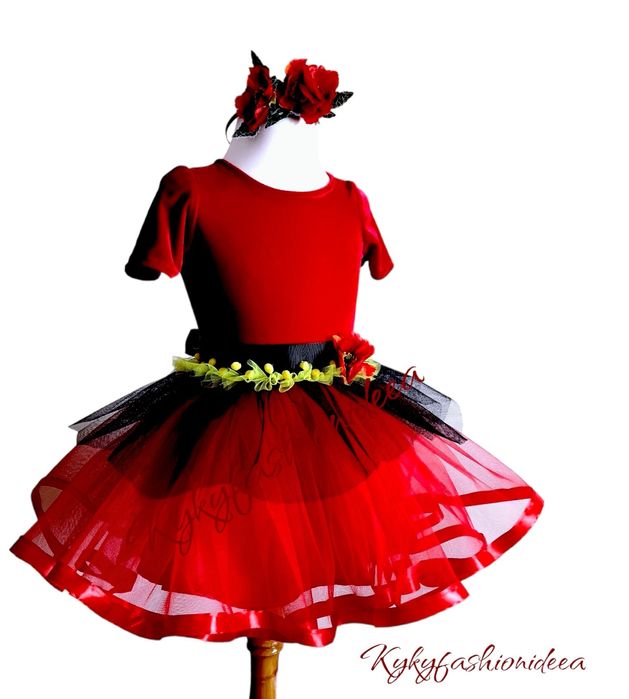 Mac costum serbare rochiță roșie Mac, 3,4,5,6,7 ani