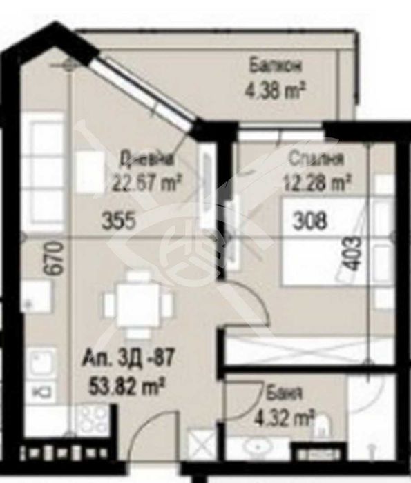 Двустаен апартамент в жк. Банишора № 54522