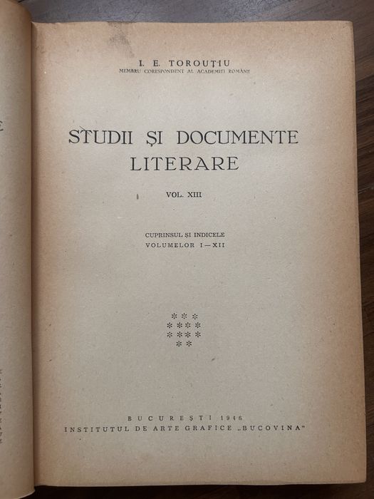 Colectie 12 volume Studii si documente literare