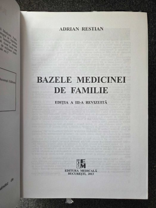 BAZELE MEDICINEI DE FAMILIE - Adrian Restian (editia a III-a, revizuita)