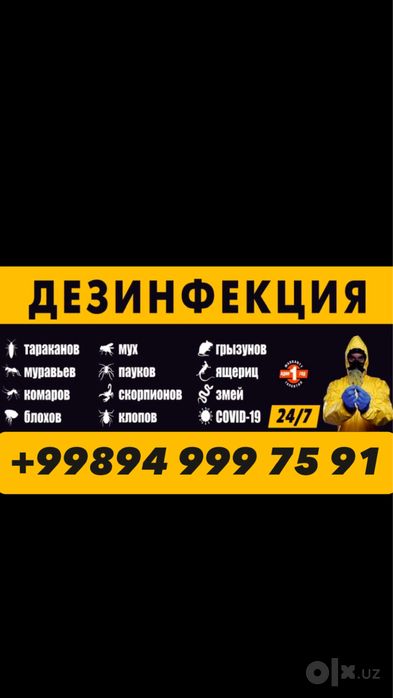 Дезинфекция Дезинсекция Дератизация в Ташкенте