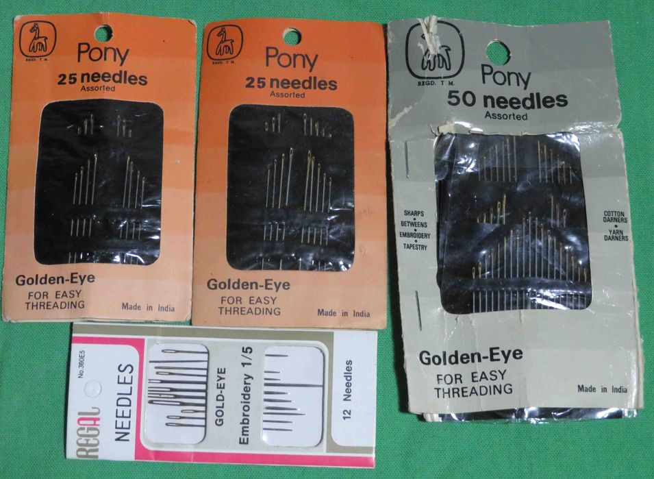 Иглы ручные для шитья и вышивания  с золотым ушком. Индия