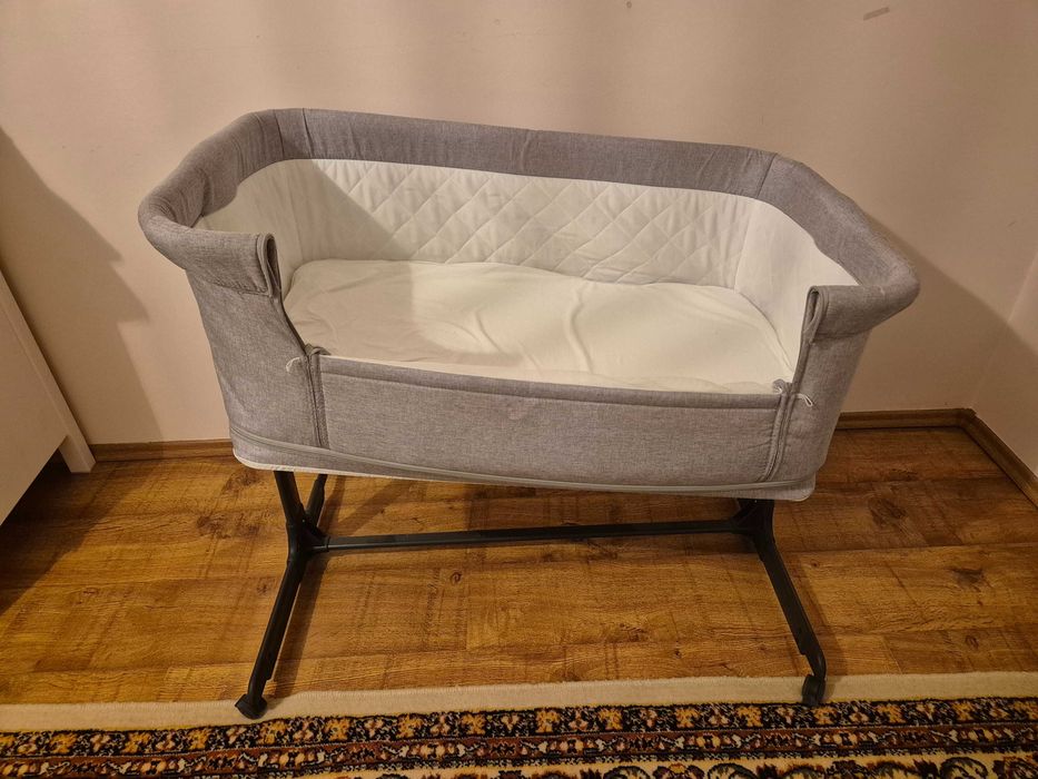 Patut co-sleeper 2 in 1 Milano Lorelli, 0-36 luni, salteluta, reglabil pe inaltime, functie anti-reflux, Gri