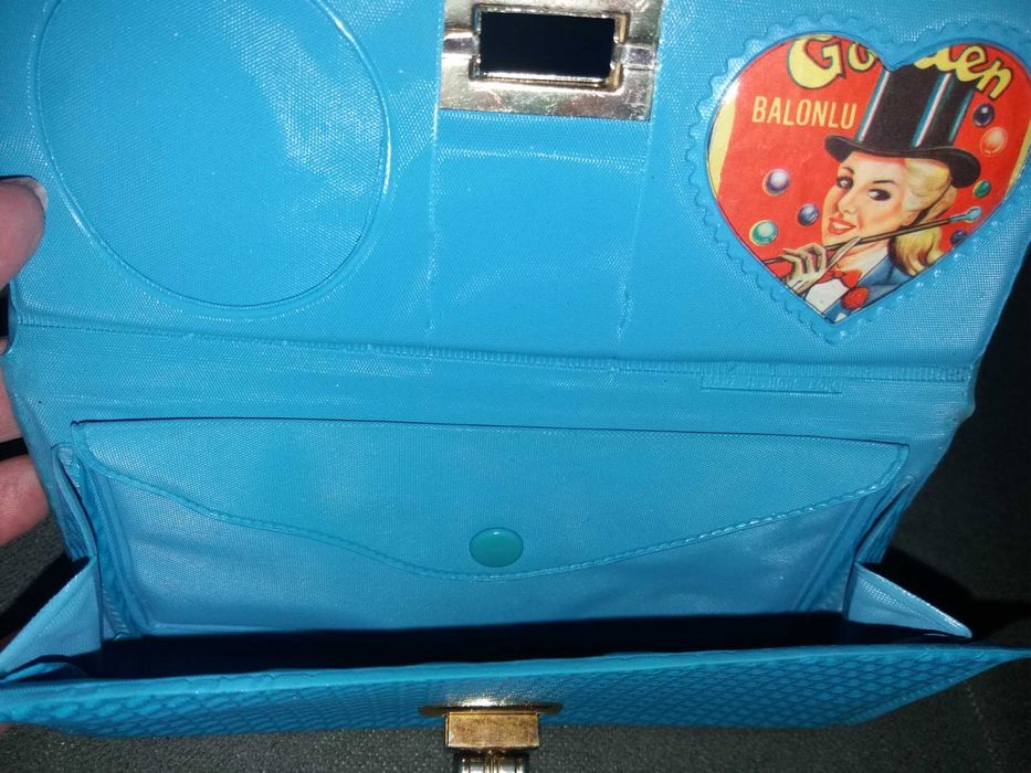 Ретро синьо портмоне с огледалце