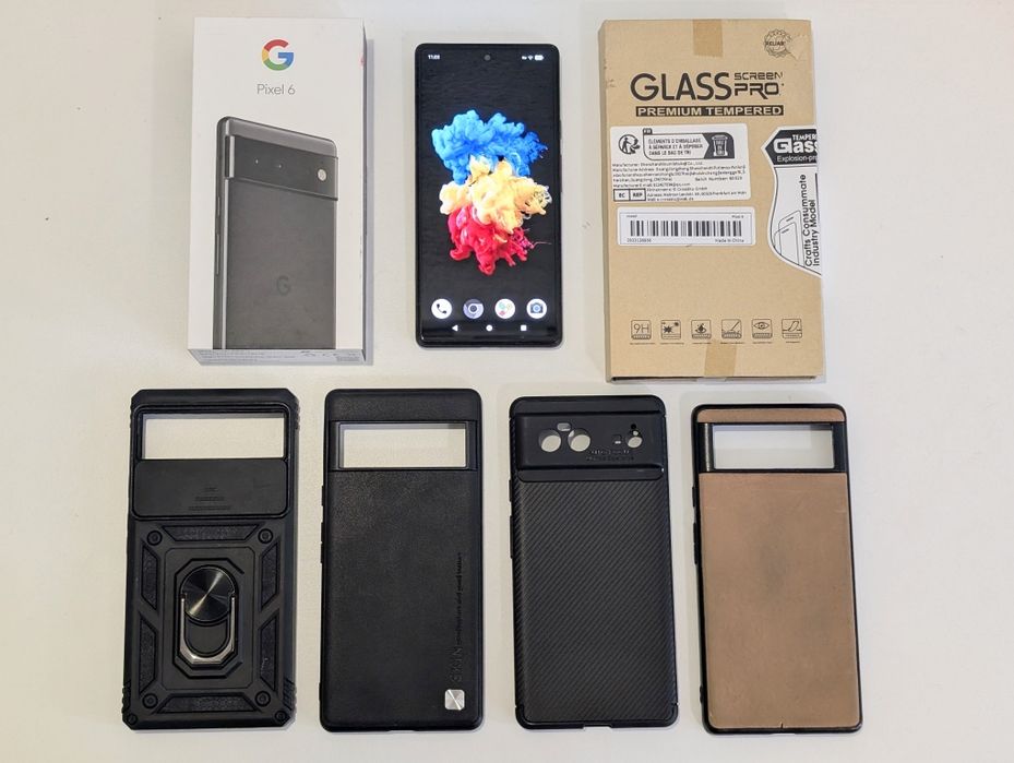 Google Pixel 6 128GB (Stormy Black) - пълен комплект с кутия + аксесоари в ТОП състояние!
