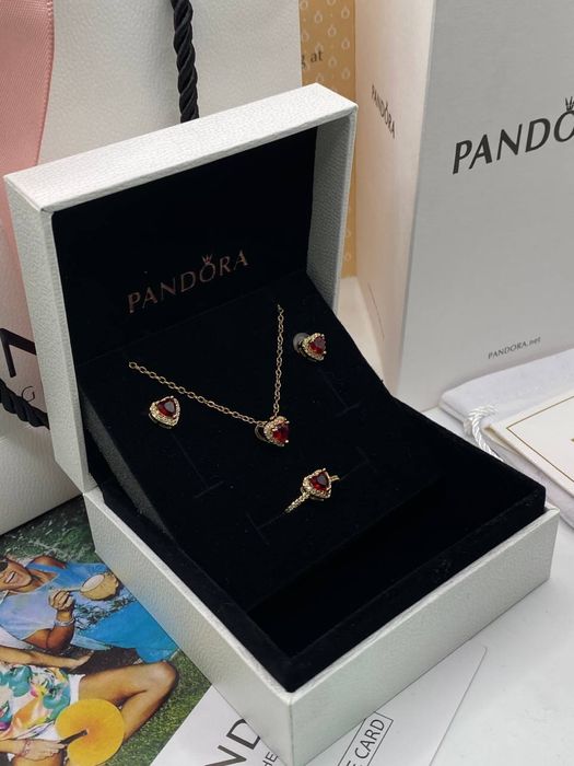 Pandora набор(кольцо,серьги,подвеска)