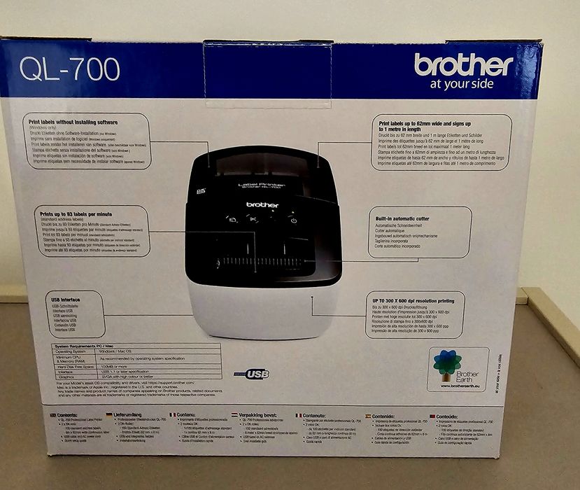 Brother QL-700 nou, sigilat, 400 lei – imprimantă etichete USB, rapidă, compactă