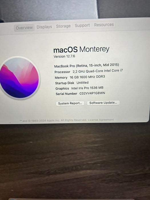 Laptop MacBook pro 2015