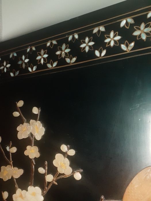 Ширма 18 го века, антикварная перламутр и натуральные камни