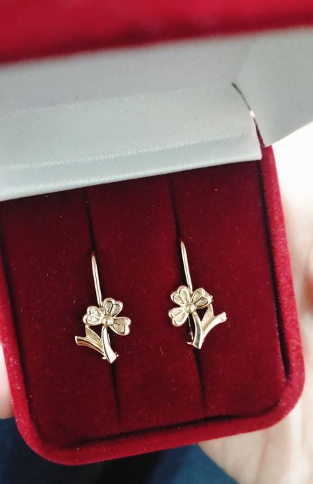 Золотые серьги Цветочки 583 пробы