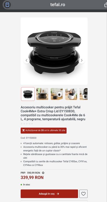 Capac oala Tefal Accesoriu multicooker pentru prăjit Tefal Cook4Me+ Extra Crisp Lid