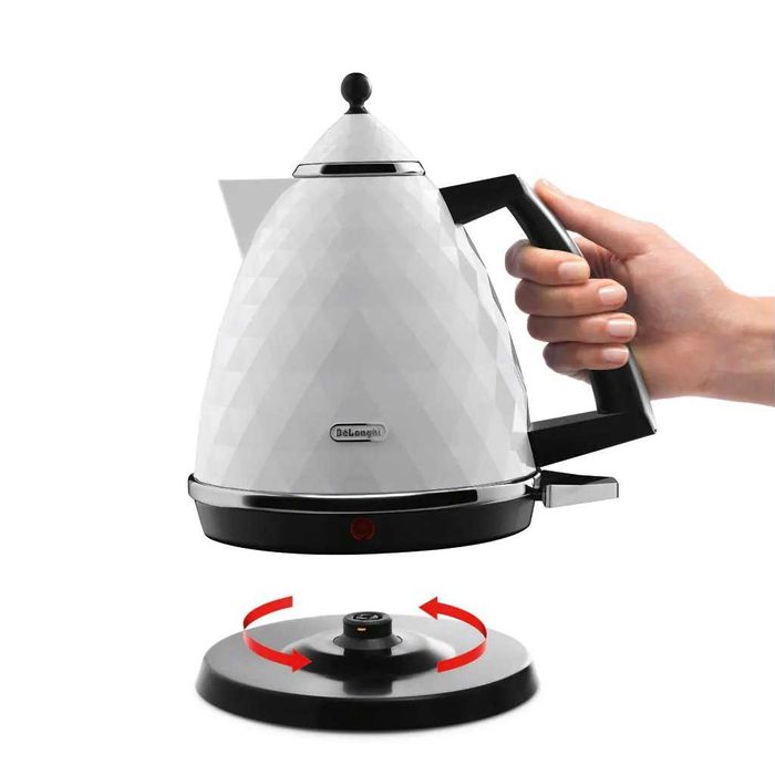 Электрочайник DeLonghi KBJ2001W — 1.7л, мощный, белый, оригинал