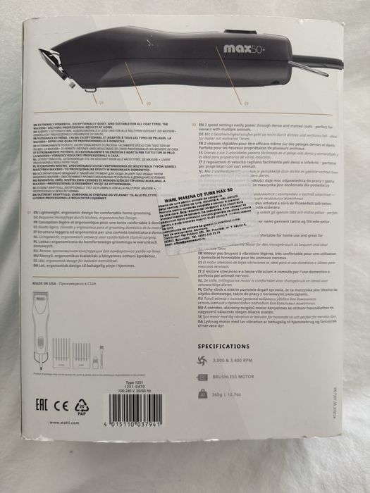 Mașină de tuns profesională WAHL Max50+ nouă