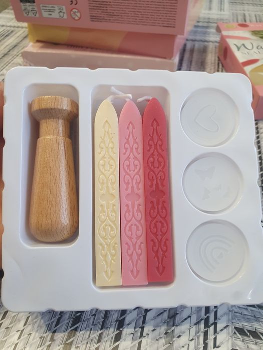 Комплект за восъчни печати, AVEC,  розов и червен