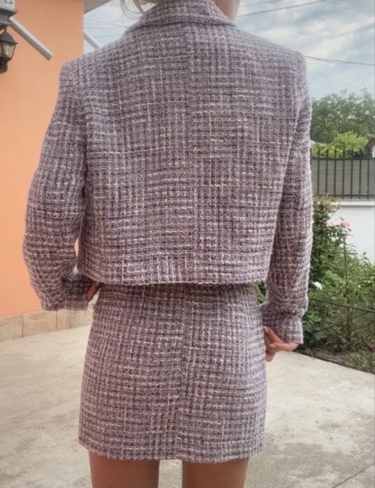 Set tweed fusta si sacou zara nou