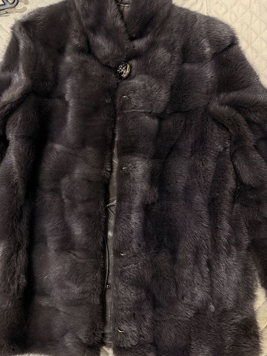 Голубая норковая шуба